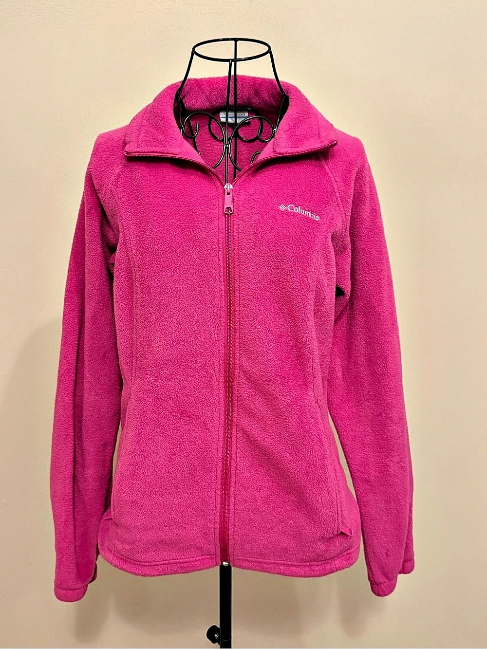 Columbia Woman's Full Zip Magenta Pink Outdoor Hiking Fleece Jacket Size Medium